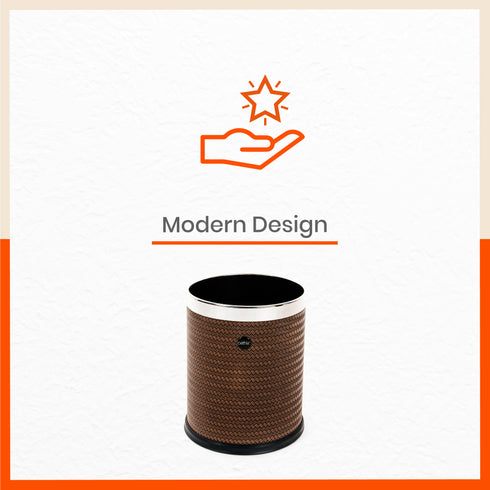 Bathla Eleganza Dustbin For Home - Brown Cane (8 L)